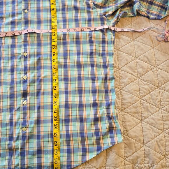 Peter Millar Crown Summer Comfort Shirt Men's XL Blue Multi Plaid Golf Summer - Picture 9 of 10